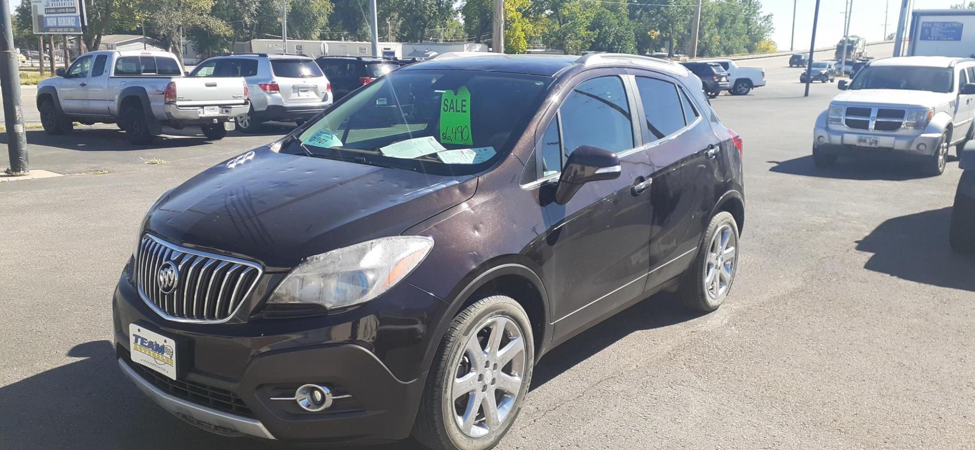 2014 Buick Encore Leather AWD (KL4CJGSB6EB) with an 1.4L L4 DOHC 16V TURBO engine, 6-Speed Automatic transmission, located at 2015 Cambell Street, Rapid City, SD, 57701, (605) 342-8326, 44.066433, -103.191772 - CARFAX AVAILABLE Hail Damage CASH ONLY - Photo#2