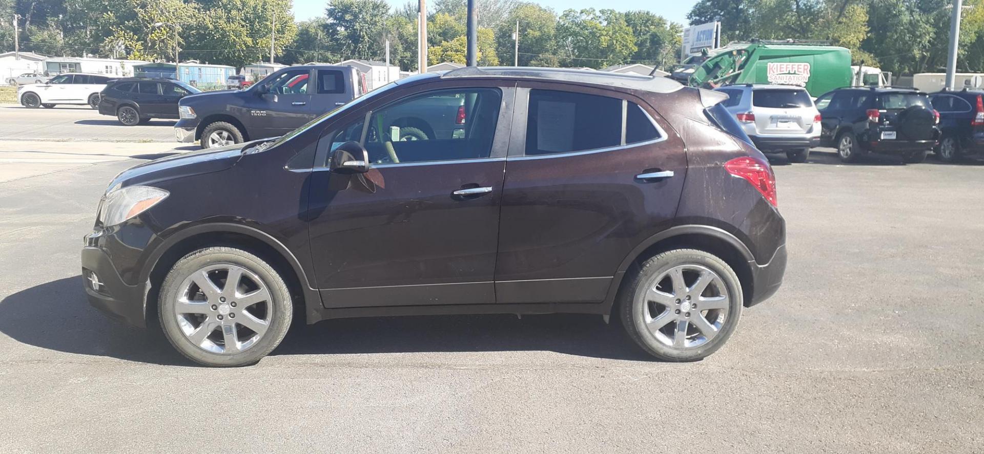 2014 Buick Encore Leather AWD (KL4CJGSB6EB) with an 1.4L L4 DOHC 16V TURBO engine, 6-Speed Automatic transmission, located at 2015 Cambell Street, Rapid City, SD, 57701, (605) 342-8326, 44.066433, -103.191772 - CARFAX AVAILABLE Hail Damage CASH ONLY - Photo#0